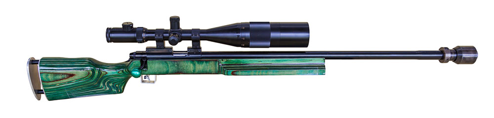 Joy's Anschutz, Anschutz 1913, Home made stock, Nightforce 12-42x scope, Home made barrel tuner